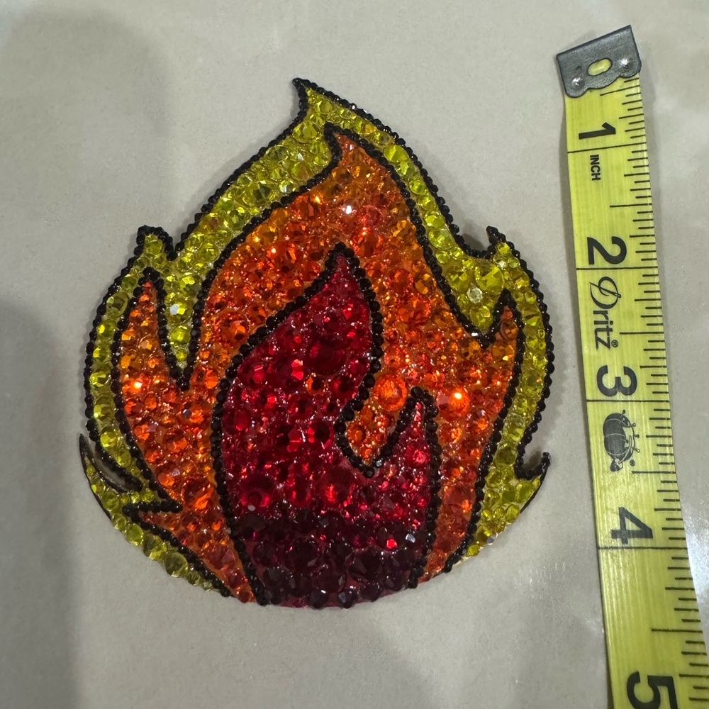 Custom made Rhinestone Flame Fire Pasties Festival Rave Burlesque Showgirl - Picture 4 of 5